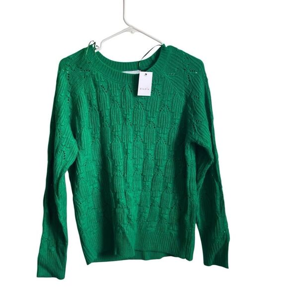 Elodie Sweaters - Elodie bright green cable knot crew neck long sleeve sweater sz S NWT